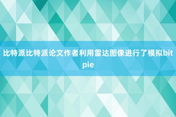 比特派比特派　　论文作者利用雷达图像进行了模拟bitpie