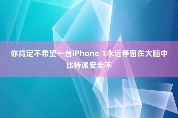 你肯定不希望一台iPhone 1永远停留在大脑中比特派安全不