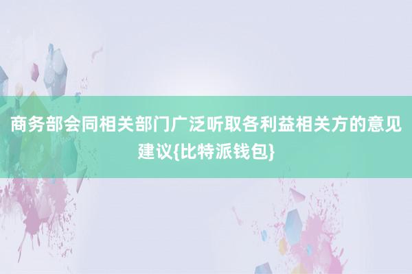 商务部会同相关部门广泛听取各利益相关方的意见建议{比特派钱包}