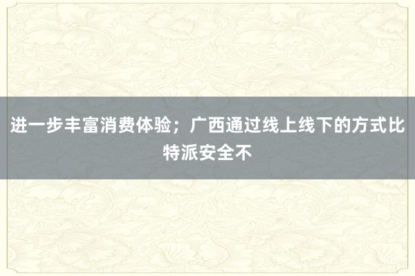 进一步丰富消费体验；广西通过线上线下的方式比特派安全不