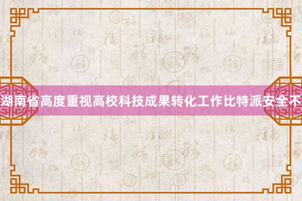 湖南省高度重视高校科技成果转化工作比特派安全不