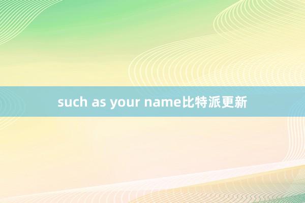 such as your name比特派更新